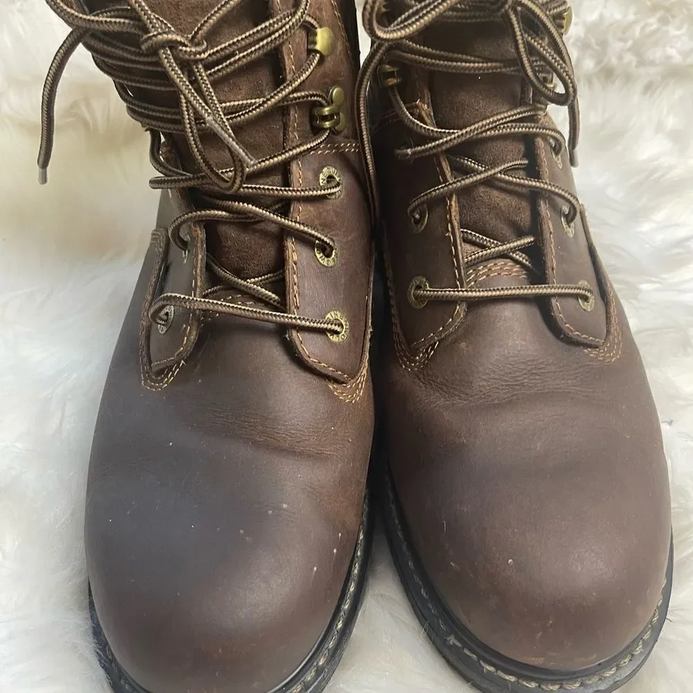 Wolverine Men SZ 12M Leather Brown Boots Work Composite Toe Waterproof W10104